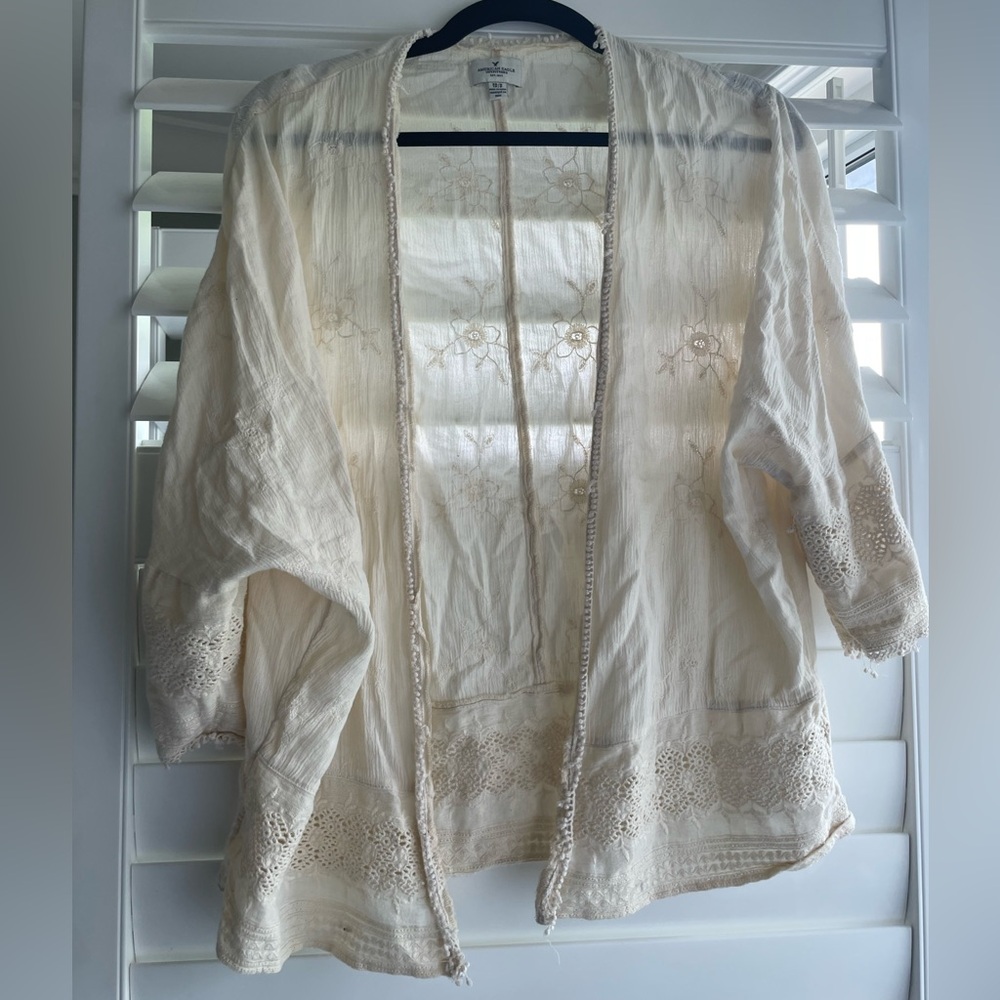American Eagle Embroidered Lace Summer Cotton Cardigan
